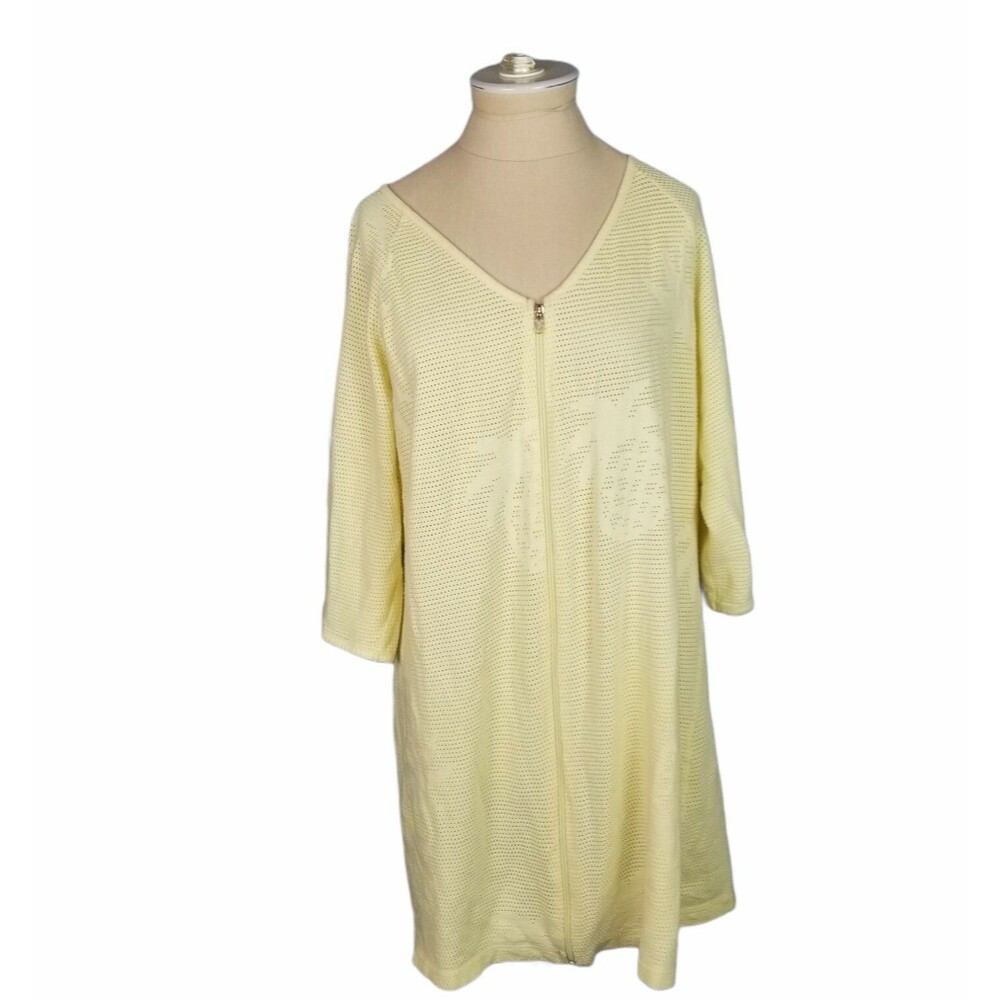 Paradise Bay Coverup Beach Pool Dress Pale Yellow Tone on Tone pattern Size L